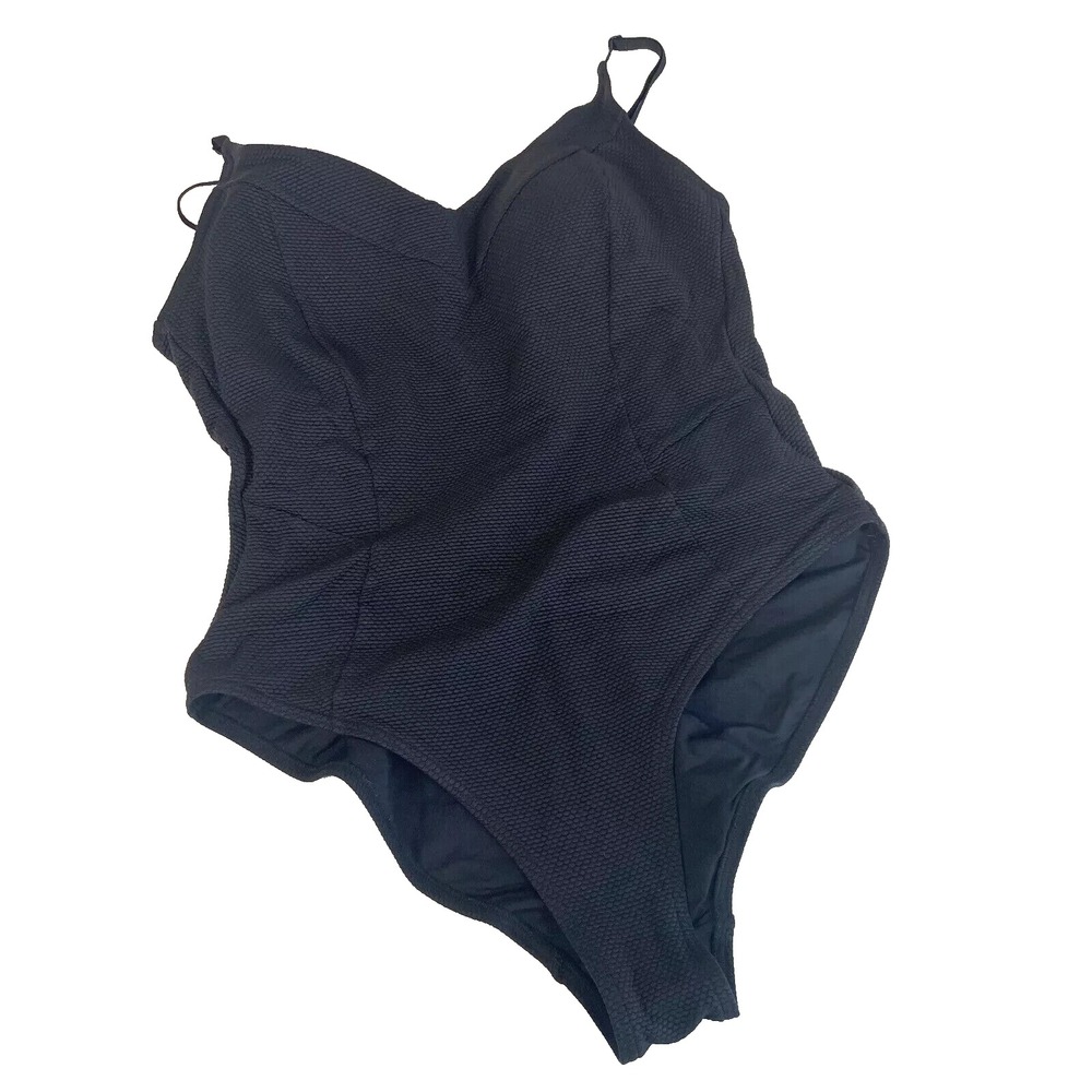 Bond-Eye One Piece Bikini Swim Suit XS Black Adjustable Built-In Bra‎ Backless